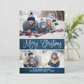 Cartes Pour Fêtes Annuelles Simple Rustic 4 PHOTO Noël Salutation (Debout devant)