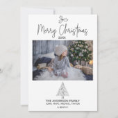 Cartes Pour Fêtes Annuelles Simple rustique arbre de bois photo Joyeux Noël (Devant)