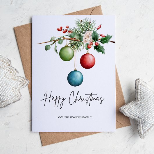 Cartes Pour Fêtes Annuelles Simple Rustique en Pin Botanique Plat