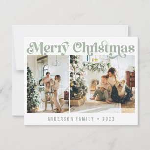 Cartes Pour Fêtes Annuelles Simple Sage Minimaliste Rétro Noël Deux photos