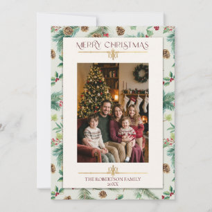 Cartes Pour Fêtes Annuelles Simple sapin de Noël à l'aquarelle photo de houx