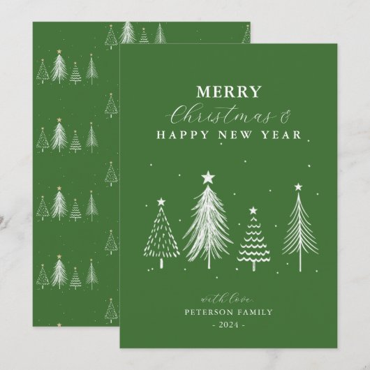 Cartes Pour Fêtes Annuelles Simple sapin de Noël Motif vertical (Devant / Derrière)
