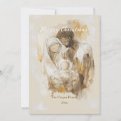 Cartes Pour Fêtes Annuelles Simple scène de nativité aquarelle (Devant)