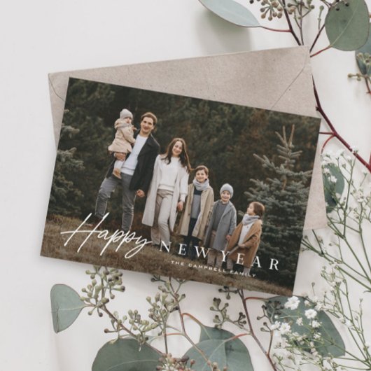 Cartes Pour Fêtes Annuelles Simple Script 3 Photo Bonne année