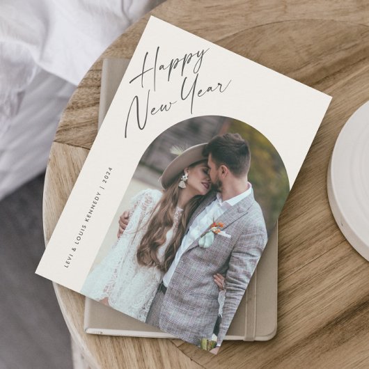 Cartes Pour Fêtes Annuelles Simple Script Boho Arch Bonne Année