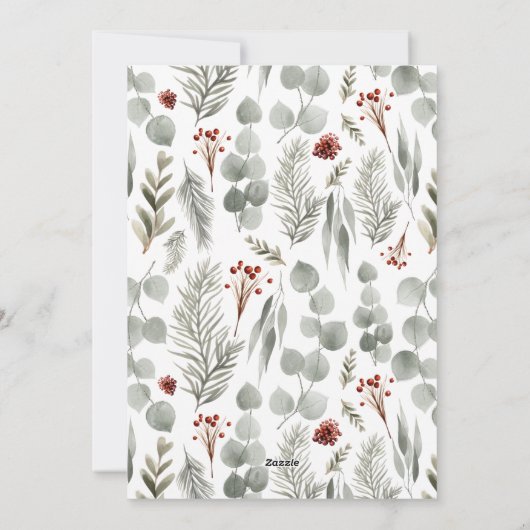 Cartes Pour Fêtes Annuelles Simple Script Botanique 4 Multi Photo Noël (Dos)