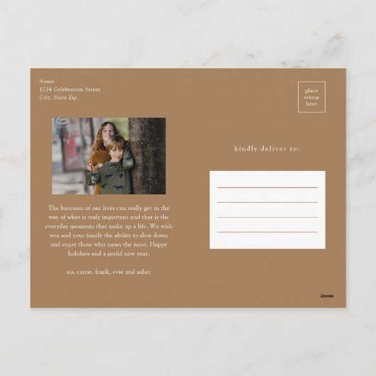 Cartes Pour Fêtes Annuelles Simple Script Cherish Chaque instant Photo Noël (Dos)