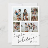 Cartes Pour Fêtes Annuelles Simple Script Collage 4 Photos Joyeuses Fêtes (Devant)