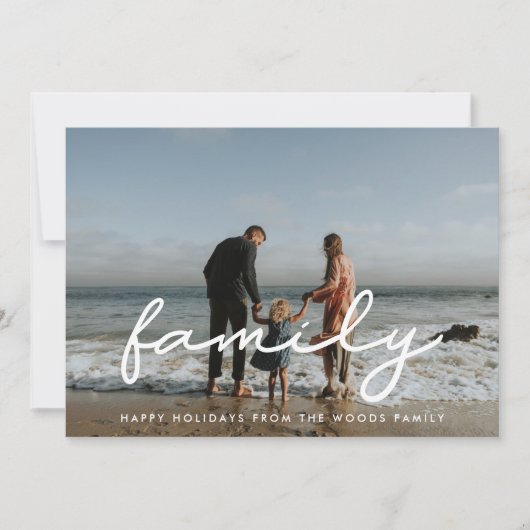 Cartes Pour Fêtes Annuelles Simple Script Family Photo Noël (Devant)