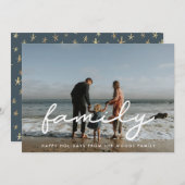 Cartes Pour Fêtes Annuelles Simple Script Family Photo Noël (Devant / Derrière)