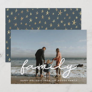 Cartes Pour Fêtes Annuelles Simple Script Family Photo Noël