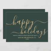 Cartes Pour Fêtes Annuelles Simple Script Happy Holidays Entreprise (Devant / Derrière)