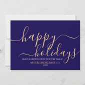 Cartes Pour Fêtes Annuelles Simple Script Happy Holidays Entreprise (Devant)