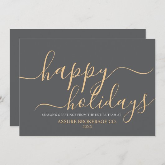 Cartes Pour Fêtes Annuelles Simple Script Happy Holidays Entreprise (Devant / Derrière)