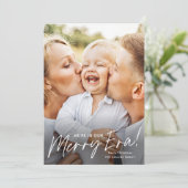 Cartes Pour Fêtes Annuelles Simple Script Joyeuse Ere Photo Noël (Debout devant)