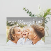 Cartes Pour Fêtes Annuelles Simple Script Joyeuse Ere Photo Noël (Debout devant)