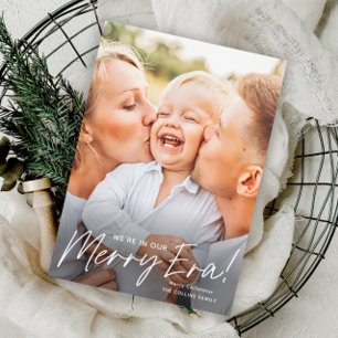 Cartes Pour Fêtes Annuelles Simple Script Joyeuse Ère Photo Noël