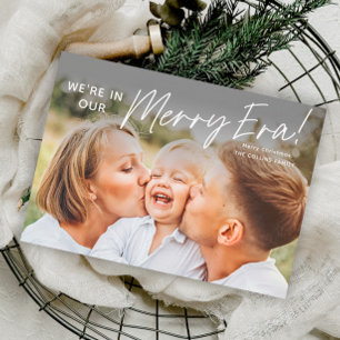 Cartes Pour Fêtes Annuelles Simple Script Joyeuse Ère Photo Noël