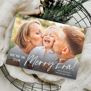 Cartes Pour Fêtes Annuelles Simple Script Joyeuse Ère Photo Noël