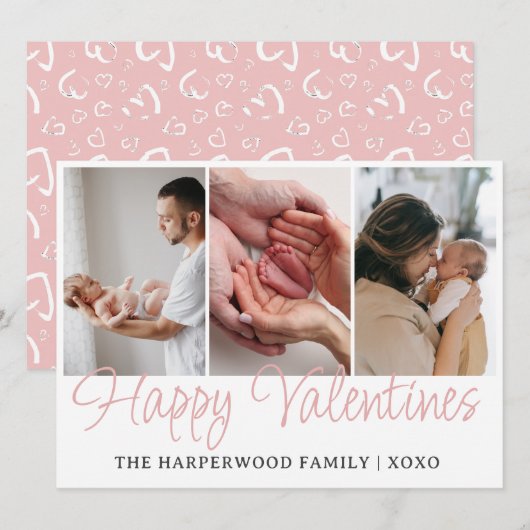 Cartes Pour Fêtes Annuelles Simple Script Joyeuse Saint-Valentin Multi Photo N (Devant / Derrière)