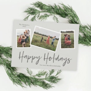 Cartes Pour Fêtes Annuelles Simple Script Joyeuses Fêtes 3 Photo Montage