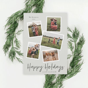 Cartes Pour Fêtes Annuelles Simple Script Joyeuses Fêtes 5 Photo Collage