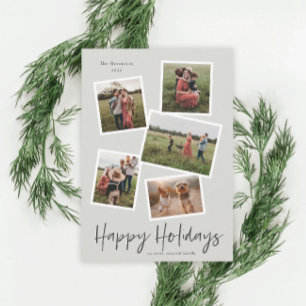 Cartes Pour Fêtes Annuelles Simple Script Joyeuses Fêtes 5 Photo Collage