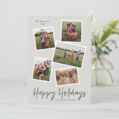 Cartes Pour Fêtes Annuelles Simple Script Joyeuses Fêtes 5 Photo Collage (Debout devant)