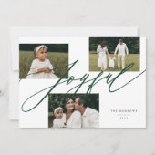Cartes Pour Fêtes Annuelles Simple Script Joyeux Message Photo Vert (Devant)