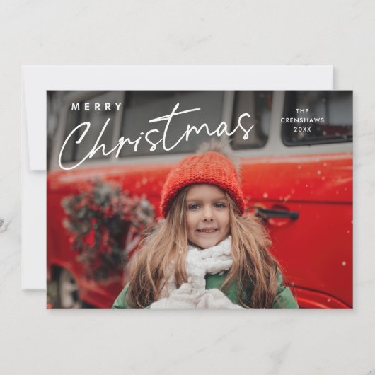 Cartes Pour Fêtes Annuelles Simple Script Joyeux Noël 3 Photo (Devant)