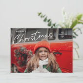 Cartes Pour Fêtes Annuelles Simple Script Joyeux Noël 3 Photo (Debout devant)