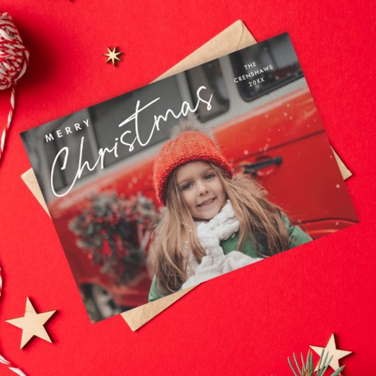 Cartes Pour Fêtes Annuelles Simple Script Joyeux Noël 3 Photo