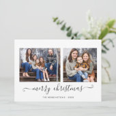 Cartes Pour Fêtes Annuelles Simple Script Joyeux Noël Photo Holiday (Debout devant)