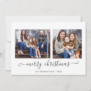 Cartes Pour Fêtes Annuelles Simple Script Joyeux Noël Photo Holiday