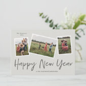 Cartes Pour Fêtes Annuelles Simple Script Joyeux Nouvel An 3 Photo Collage (Debout devant)