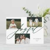 Cartes Pour Fêtes Annuelles Simple Script Joyeux Salutation photo verte (Debout devant)