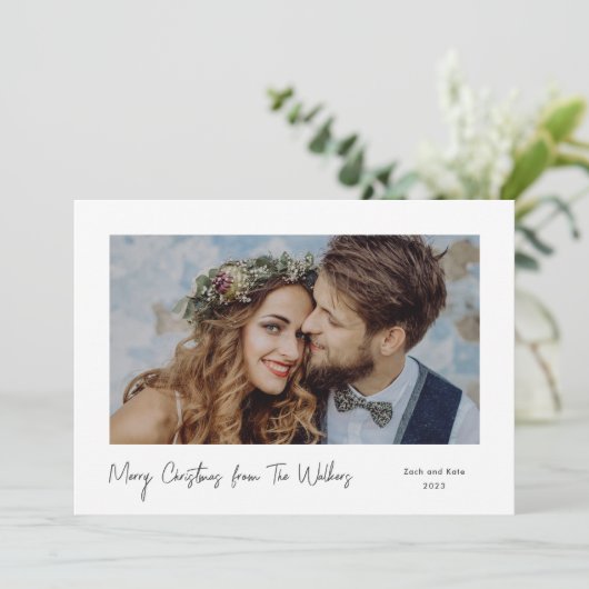 Cartes Pour Fêtes Annuelles Simple Script minimal Joyeux Noël (Debout devant)