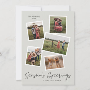 Cartes Pour Fêtes Annuelles Simple Script Vœux de saison 5 Photo Collage
