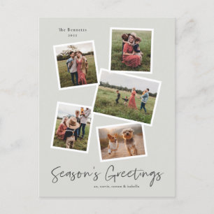 Cartes Pour Fêtes Annuelles Simple Script Vœux de saison 5 Photo Collage