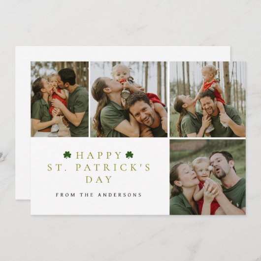 Cartes Pour Fêtes Annuelles Simple shamrock saint Patrick's Day 4 Photo (Devant / Derrière)