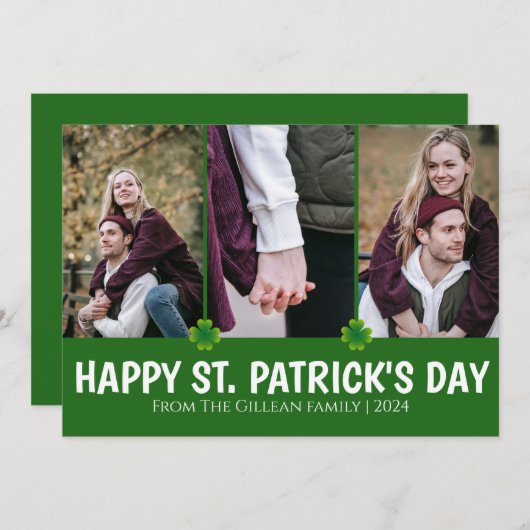 Cartes Pour Fêtes Annuelles Simple St. patrick's day Famille Shamrock 3 photo (Devant / Derrière)