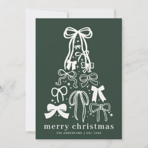 Cartes Pour Fêtes Annuelles Simple tendance Bow Ribbon vert Noël