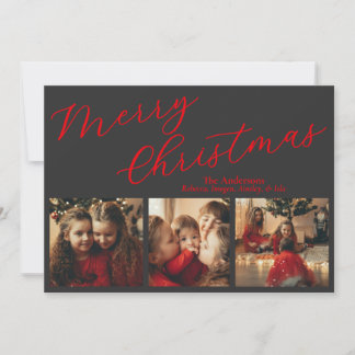 Cartes Pour Fêtes Annuelles Simple Three Photo Holiday Card