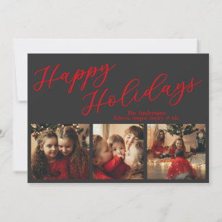 Cartes Pour Fêtes Annuelles Simple Three Photo Holiday Card
