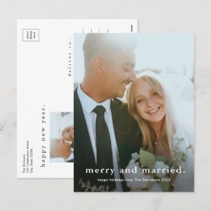 Cartes Pour Fêtes Annuelles Simple Type Joyeux et Marié Photo Noël