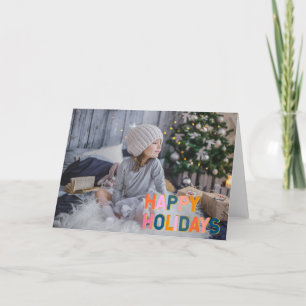 Cartes Pour Fêtes Annuelles Simple Typographie Colorée de Photo de Vacances Mi