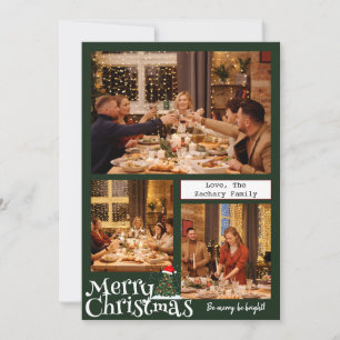 Cartes Pour Fêtes Annuelles Simple typographie de Noël en famille Trois Photo 