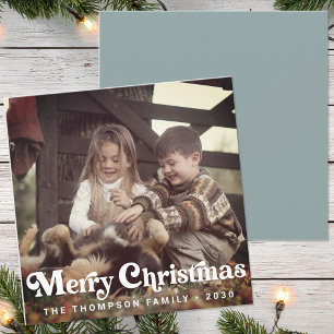 Cartes Pour Fêtes Annuelles Simple Typographie Rétro Tendance Photo Noël