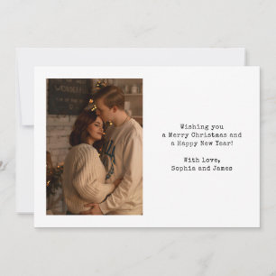 Cartes Pour Fêtes Annuelles Simple Typography Couple Photo Noël Noir