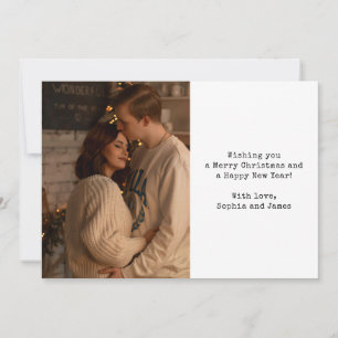 Cartes Pour Fêtes Annuelles Simple Typography Couple Photo Noël Noir